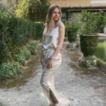 ensemble pyjama en soie pour femme beige