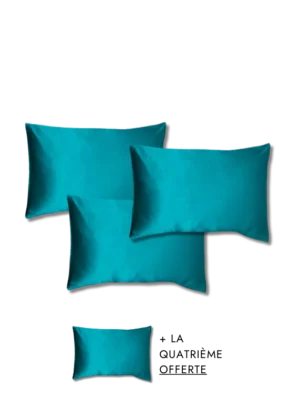 taie d'oreiller en soie de murier couleur bleu canard