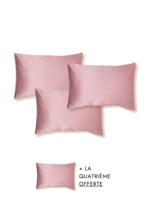 taie d&#039;oreiller en soie de murier couleur bois de rose