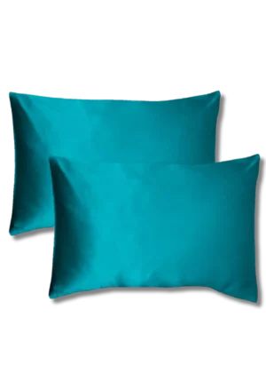 taie d&#039;oreiller en soie naturelle couleur bleu canard