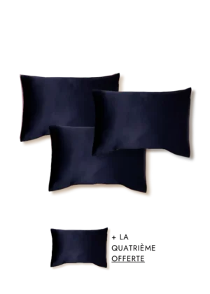 taie d&#039;oreiller en soie de murier couleur bleu nuit