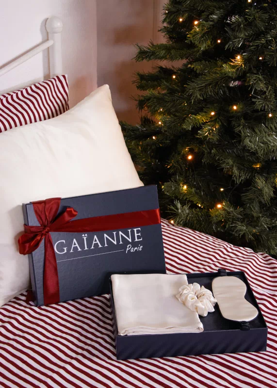Idée cadeau de noël coffret soie champagne