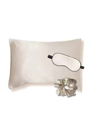 coffret cadeau noel taie oreiller soie champagne