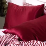 taies d'oreiller en soie de mûrier bordeaux