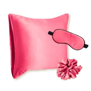 coffret taie oreiller masque nuit en soie corail