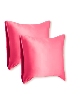 lot de 2 taie oreiller en soie 65x65 corail