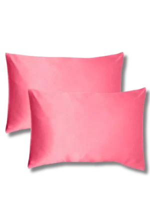 lot de 2 taie oreiller soie 50x70 rose corail