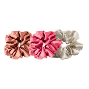 trio de chouchous en soie roses