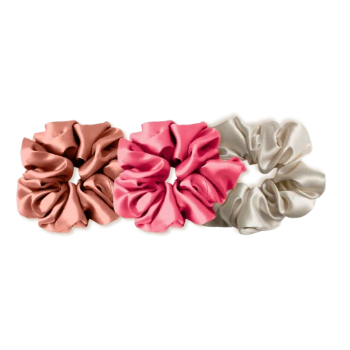 trio de chouchous en soie roses