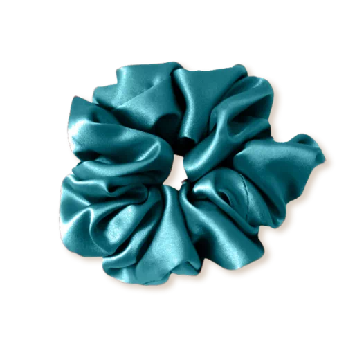 chouchou en soie bleu canard