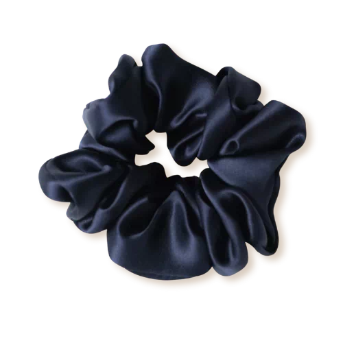 chouchou en soie bleu nuit