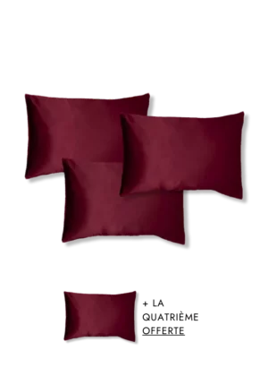 Taie d'oreiller en soie haute qualité bordeaux rectangle