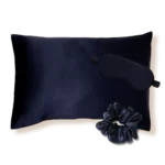 coffret cadeau taie d&#039;oreiller masque nuit soie bleu nuit