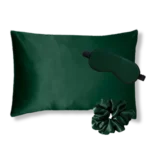coffret cadeau taie d&#039;oreiller masque nuit soie vert