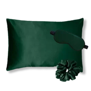 coffret cadeau taie d'oreiller masque nuit soie vert