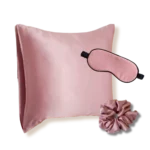 coffret taie d&#039;oreiller masque nuit soie bois de rose