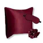 coffret taie d&#039;oreiller masque nuit soie bordeaux