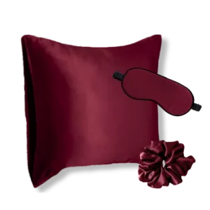 coffret taie d&#039;oreiller masque nuit soie bordeaux