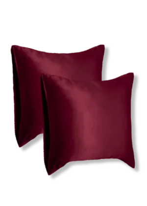 lot de 2 taies oreiller soie 65x65 bordeaux
