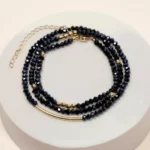 Bracelet gold filles 3 microns perles verre bleu