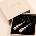 boucles d'oreilles or laminé perles d'eau