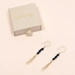 boucles d'oreilles pendantes or laminé perles d'eau