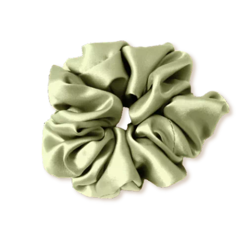 chouchou en soie vert amande