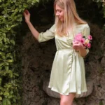 kimono soie femme vert amande