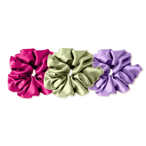 trio de chouchous en soie pastel