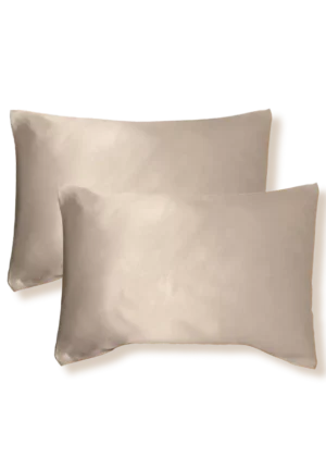 lot de 2 taie oreiller soie 50x70 taupe