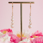 Boucles d’oreilles pendantes or laminé 14K et perles de culture - Luna