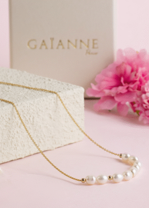 collier femme plaqué or perles fete des meres