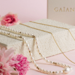 Collier or laminé 14K et perles de culture blanches - Éclipse