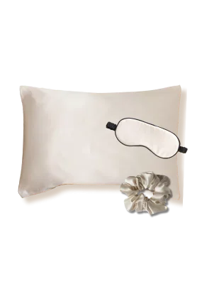 coffret cadeau noel taie oreiller soie champagne