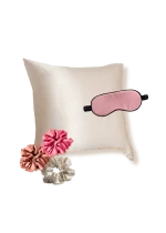 coffret star academy taie oreiller en soie 65x65 champagne